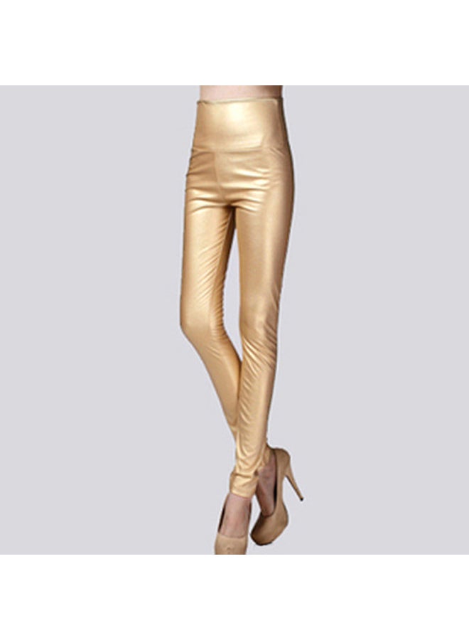 Women's Solid Leggings Gold  - Image 1