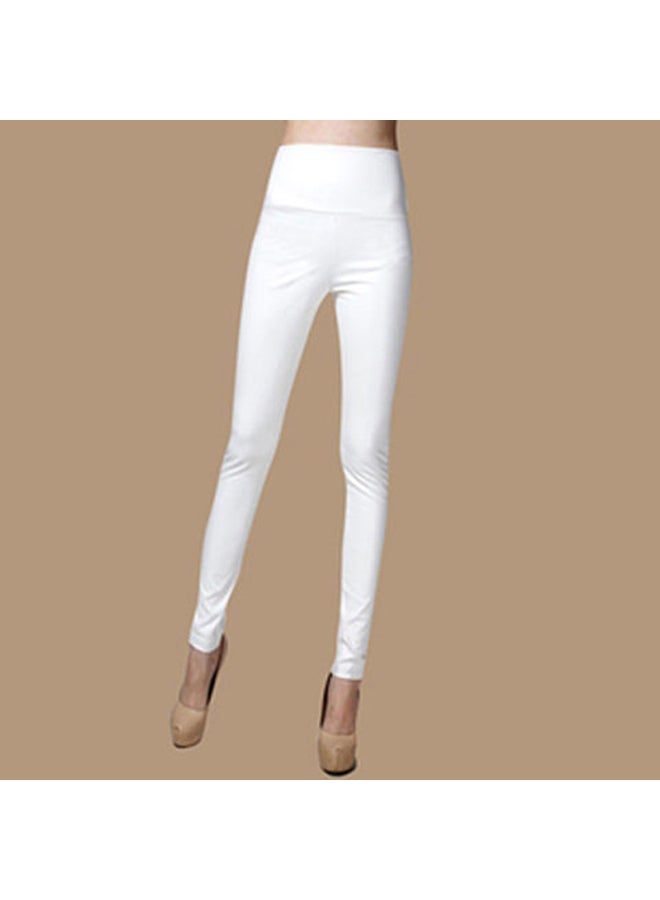 Skinny Elastic High Waist Pants White  - Image 1