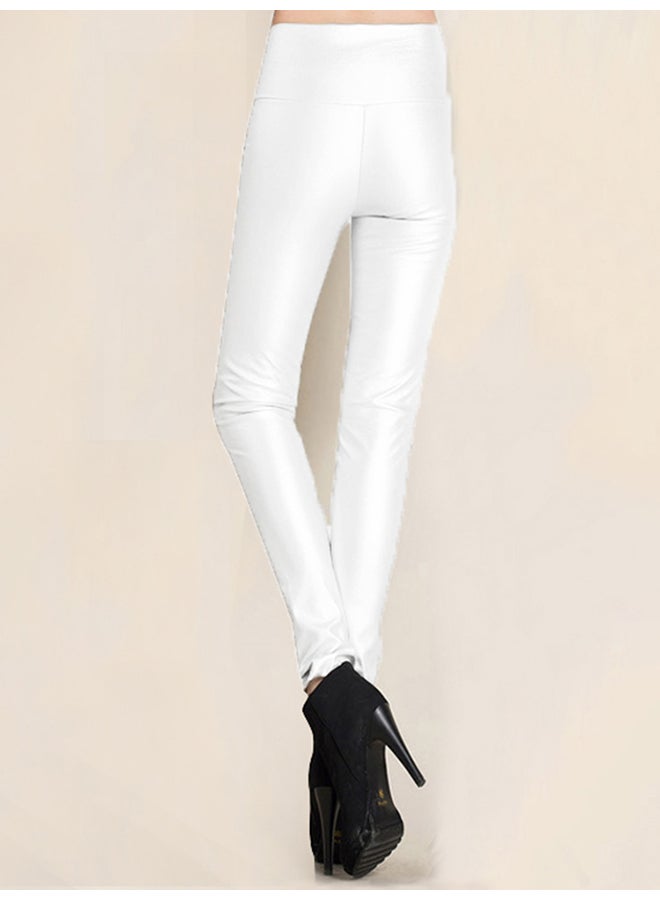 Skinny Elastic High Waist Pants White  - Image 2