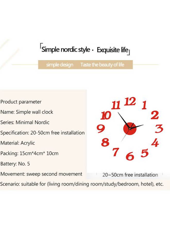 Beauenty Decorative Wall Clock Red 35x50cm - Image 3