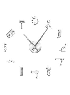 Haircut Tools Pattern Decorative Wall Clock Silver 15x10x4.5cm