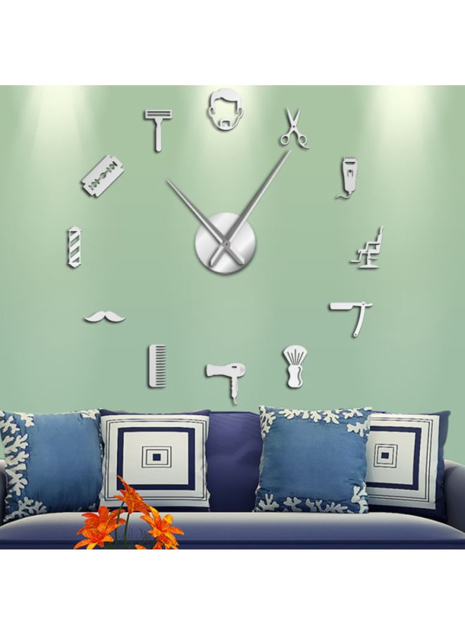 Beauenty - Haircut Tools Pattern Decorative Wall Clock Silver 15x10x4.5cm - Image 1