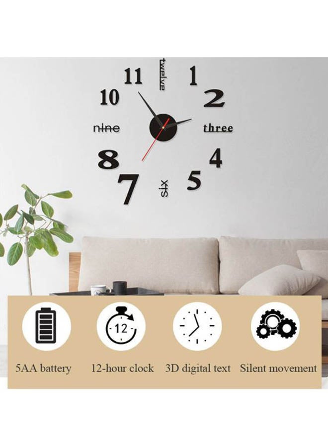 بيوينتي ملصق ساعة حائط من الأكريليك يمكن تركيبه ذاتياً أسود 15x4x10سم - Image 4