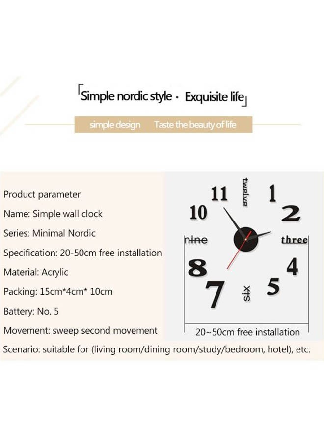 بيوينتي ملصق ساعة حائط من الأكريليك يمكن تركيبه ذاتياً أسود 15x4x10سم - Image 5