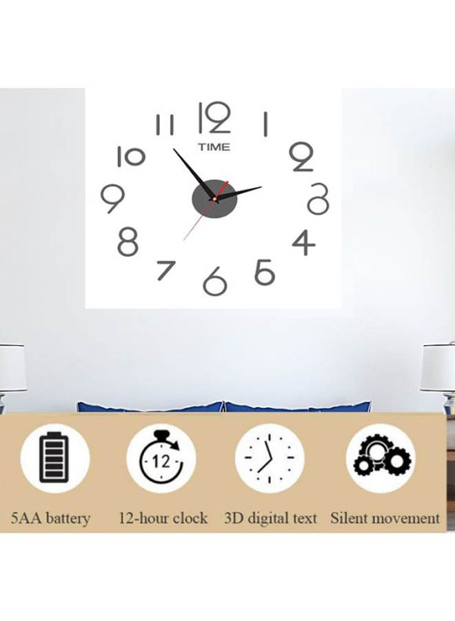 بيوينتي ملصق ساعة حائط من الأكريليك يمكن تركيبه ذاتياً رمادي 15x10x4سم - Image 2