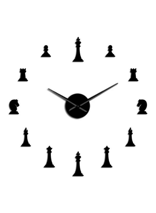 Beauenty Acrylic Chess Piece Designed Wall Clock Sticker Black 15x10x4.5cm - Image 1