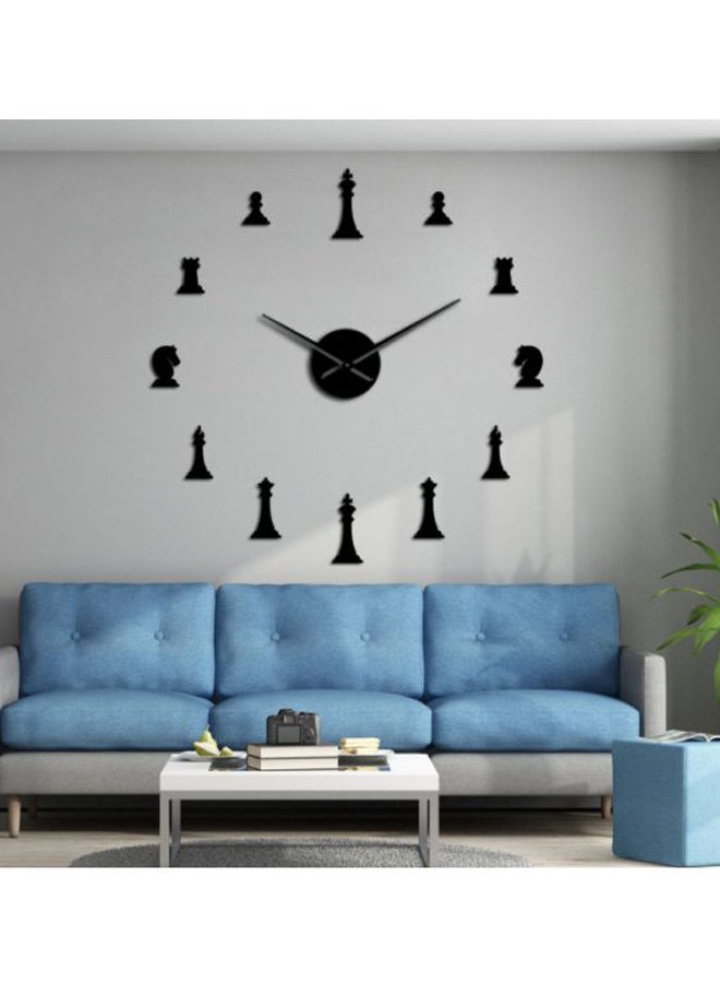 Beauenty Acrylic Chess Piece Designed Wall Clock Sticker Black 15x10x4.5cm - Image 2