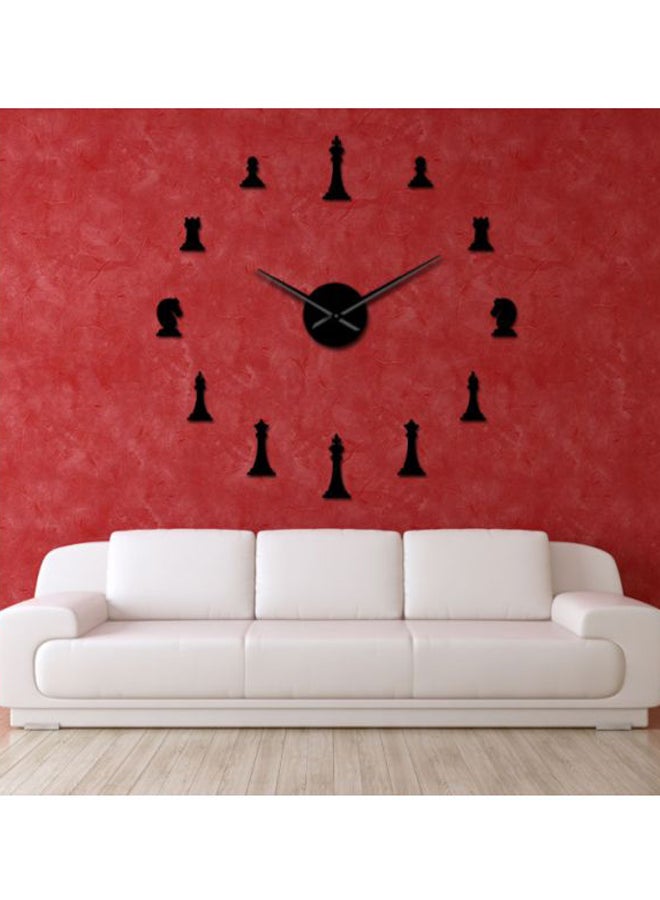 Beauenty Acrylic Chess Piece Designed Wall Clock Sticker Black 15x10x4.5cm - Image 3