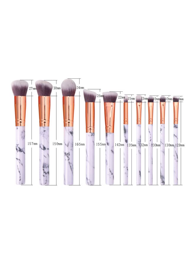 بيوينتي طقم فراشي مستحضرات تجميل مكون من 10 قطع أبيض/ذهبي - Image 2