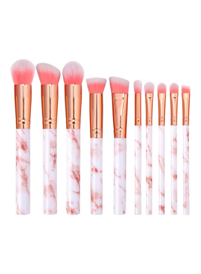 بيوينتي طقم فراشي مستحضرات تجميل مكون من 10 قطع أبيض/ ذهبي/ وردي - Image 1