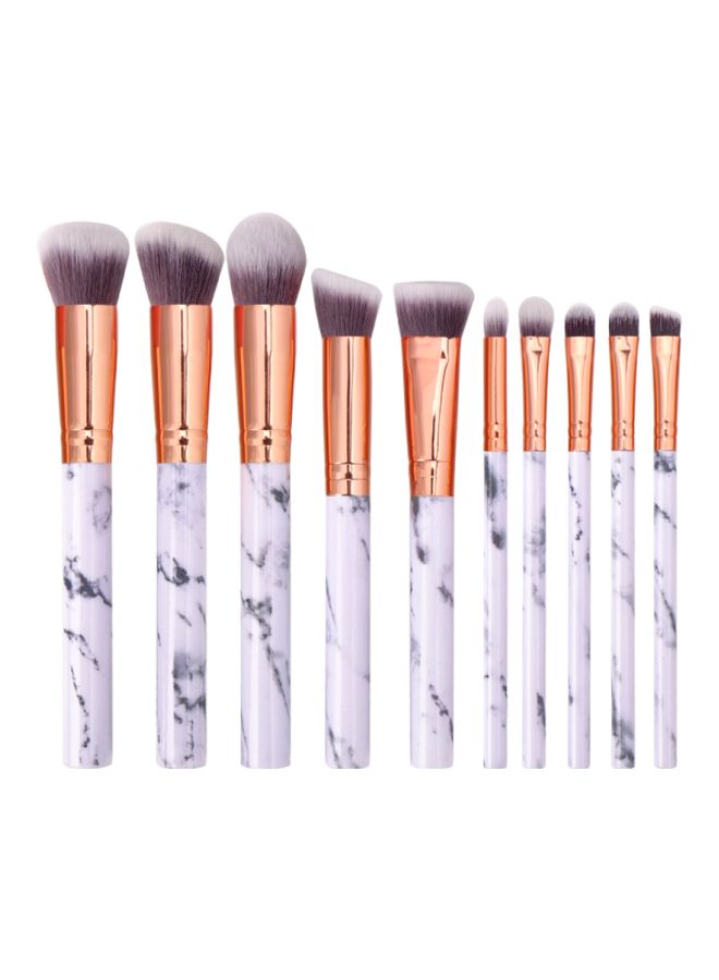 بيوينتي طقم فراشي مستحضرات تجميل مكون من 10 قطع أبيض/ذهبي - Image 1