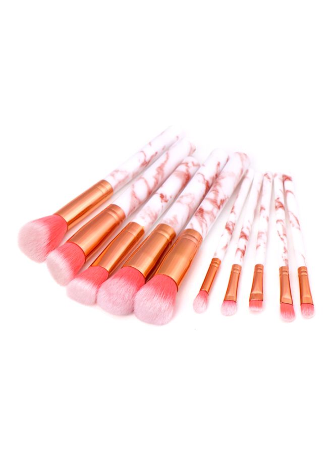 بيوينتي طقم فراشي مستحضرات تجميل مكون من 10 قطع أبيض/ ذهبي/ وردي - Image 2