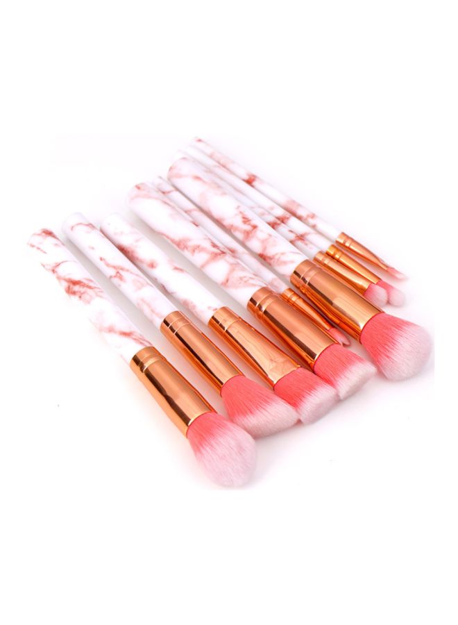 بيوينتي طقم فراشي مستحضرات تجميل مكون من 10 قطع أبيض/ ذهبي/ وردي - Image 3