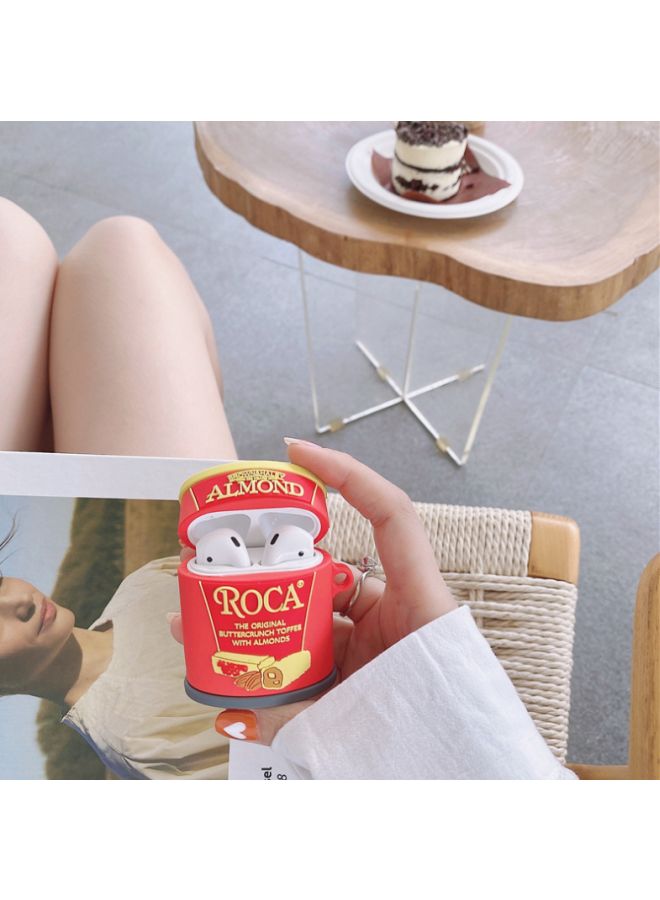 بيوينتي غطاء حماية بطبعة عبارة "Almond Roca" لسماعة أبل آيربودز 1/2 أحمر/أصفر - Image 3