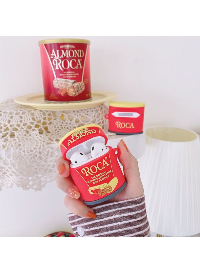 بيوينتي غطاء حماية بطبعة عبارة "Almond Roca" لسماعة أبل آيربودز 1/2 أحمر/أصفر - Image 4