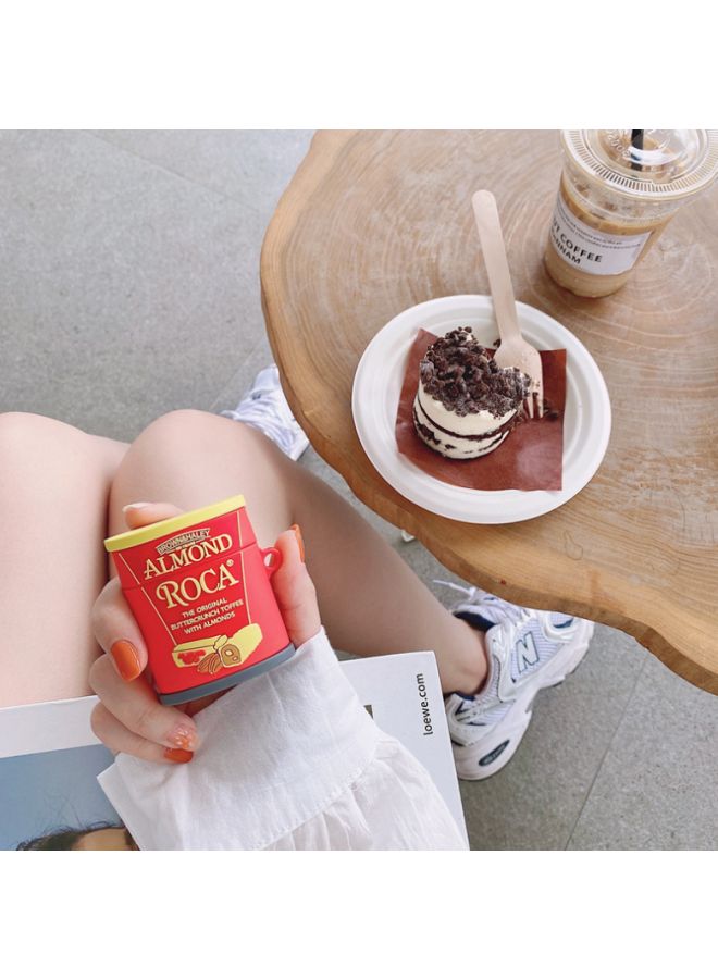 بيوينتي غطاء حماية بطبعة عبارة "Almond Roca" لسماعة أبل آيربودز 1/2 أحمر/أصفر - Image 5