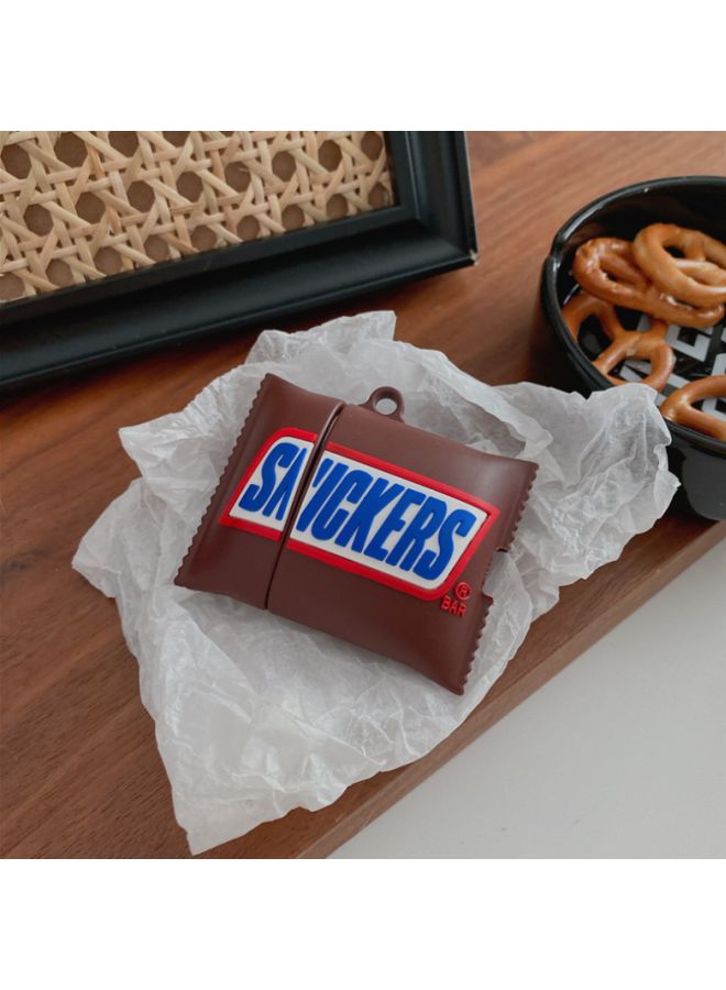 Beauenty - Chocolate Snickers Design Case Cover With Carabiner For Apple AirPods 1/2 Brown/Blue/White - Image 1