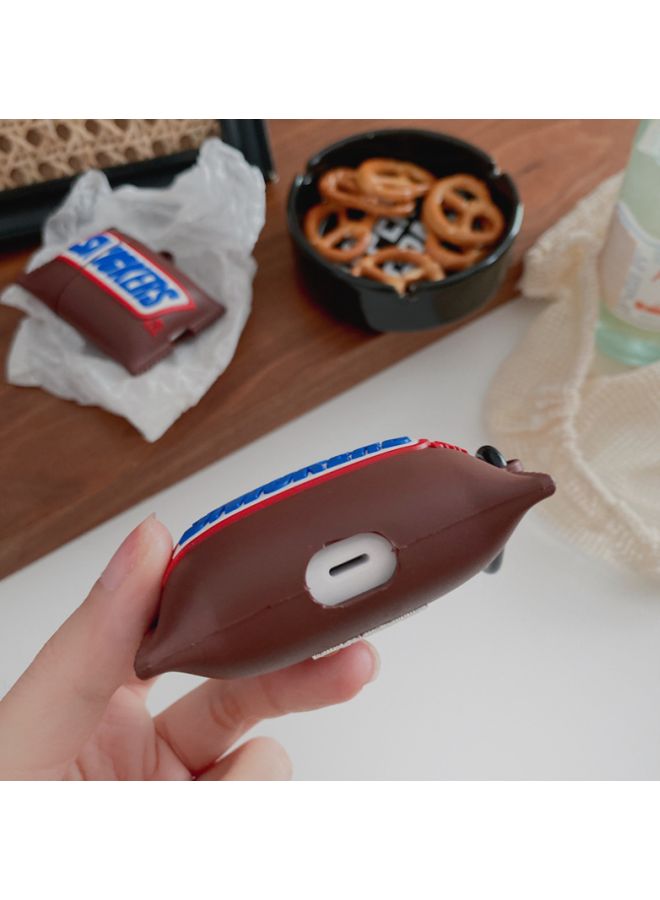 Beauenty - Chocolate Snickers Design Case Cover With Carabiner For Apple AirPods 1/2 Brown/Blue/White - Image 1