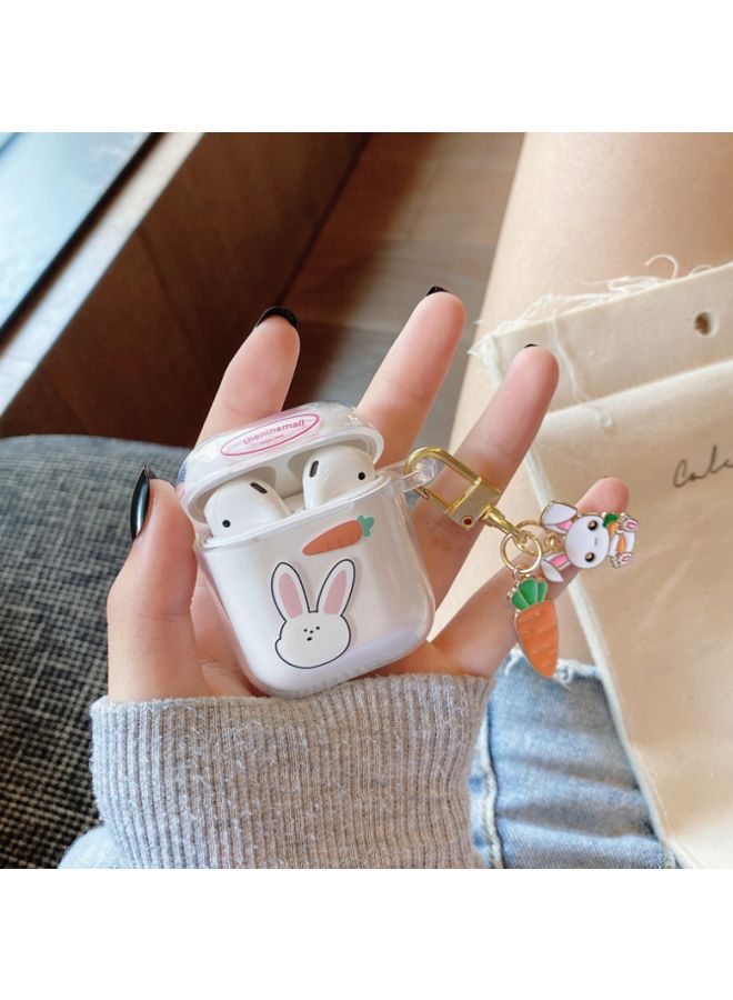 Beauenty Rabbit Printed Case Cover With Carabiner For Apple AirPods 1/2 Clear/Orange/Pink - Image 2