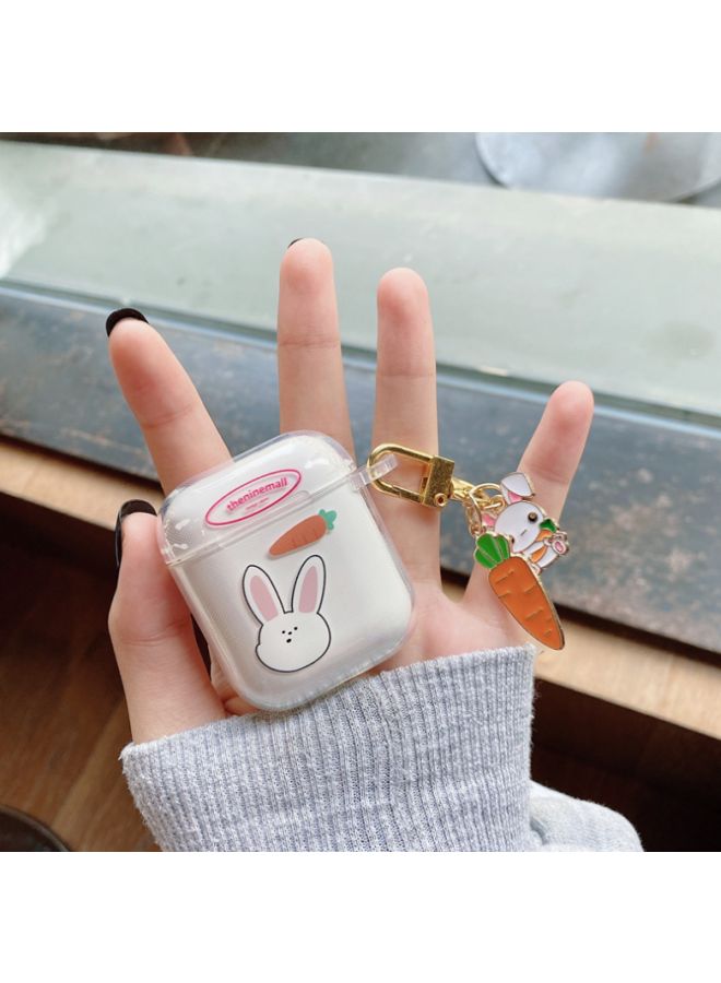 Beauenty Rabbit Printed Case Cover With Carabiner For Apple AirPods 1/2 Clear/Orange/Pink - Image 3
