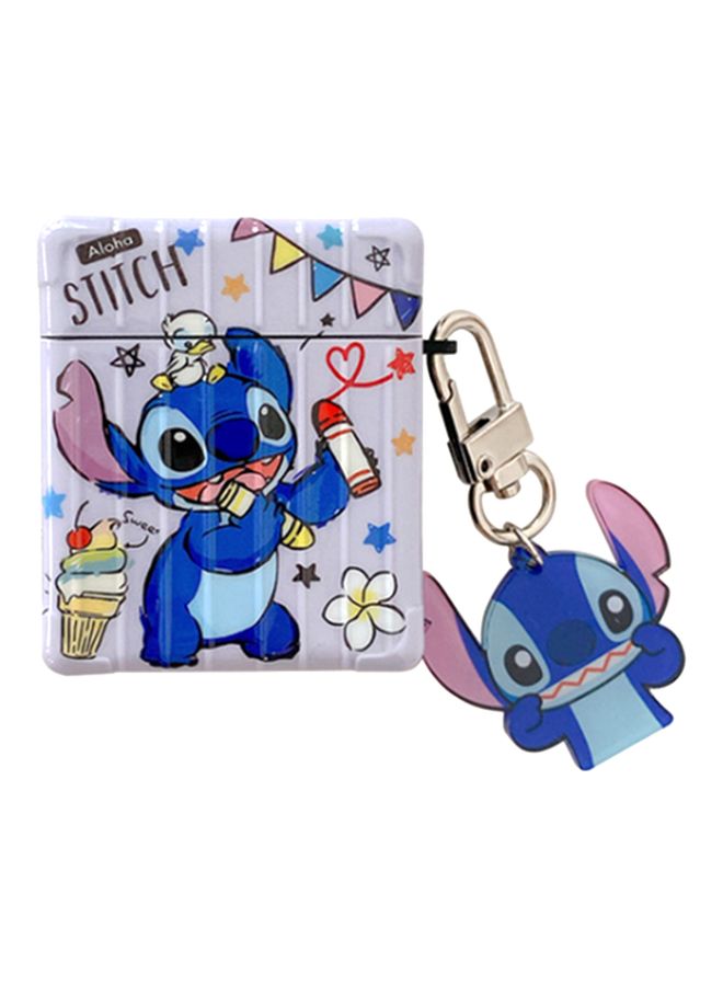 Beauenty Stitch Printed Case Cover With Carabiner For Apple AirPods 1/2 Blue/Black/Red  - Image 1