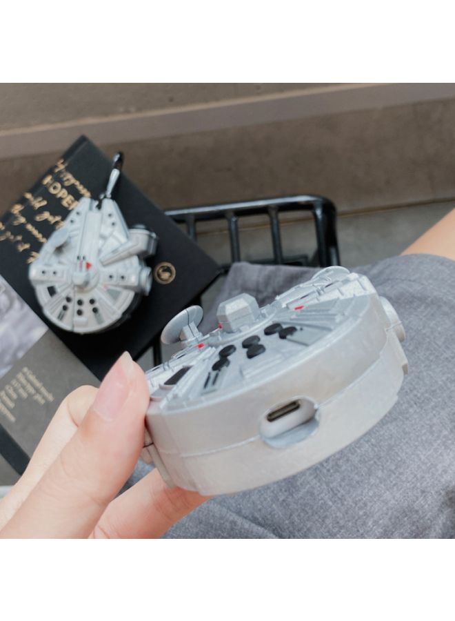 بيوينتي حافظة بتصميم على شكل سفينة فضاء لعلبة سماعات أبل آيربودز 1/ 2 رمادي / أسود / أحمر - Image 3