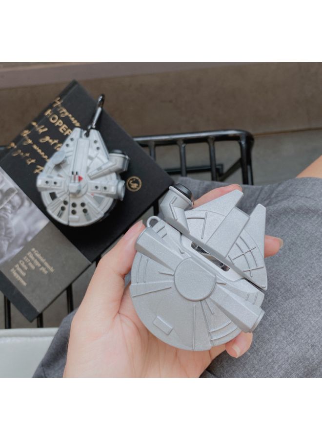 بيوينتي حافظة بتصميم على شكل سفينة فضاء لعلبة سماعات أبل آيربودز 1/ 2 رمادي / أسود / أحمر - Image 4