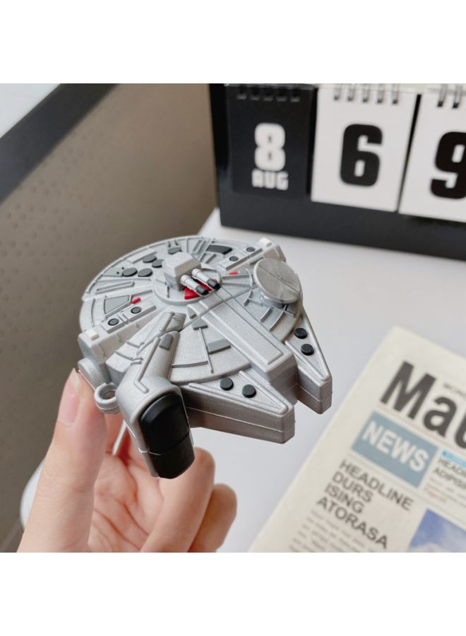 بيوينتي حافظة بتصميم على شكل سفينة فضاء لعلبة سماعات أبل آيربودز 1/ 2 رمادي / أسود / أحمر - Image 2