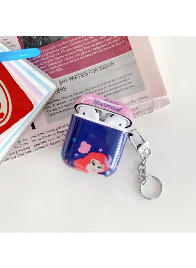 بيوينتي علبة حماية واقية مطبوعة بنقشة كرتونية ومزودة بسلسلة لسماعات آيربودز 1/2 من أبل أزرق/وردي/برتقالي - Image 3