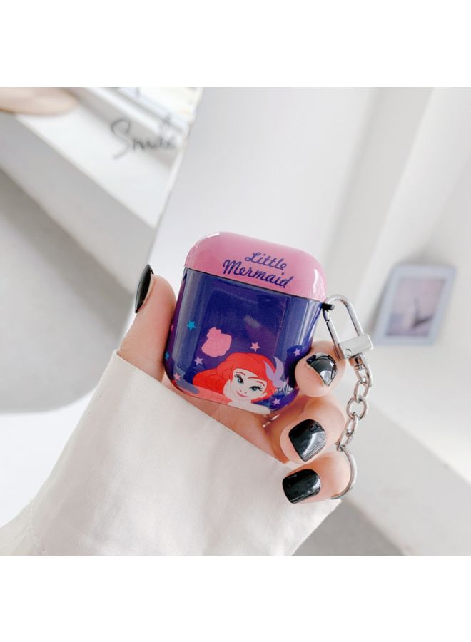 بيوينتي علبة حماية واقية مطبوعة بنقشة كرتونية ومزودة بسلسلة لسماعات آيربودز 1/2 من أبل أزرق/وردي/برتقالي - Image 4