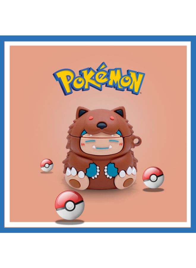 بيوينتي حافظة واقية بتصميم على شكل شخصية بوكيمون لعلبة سماعات أبل آيربودز 1/ 2 بني/أزرق/أبيض - Image 2