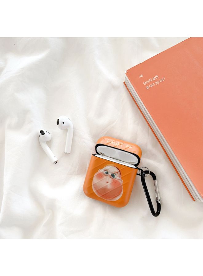 What Printed Protective Case With Carabiner For Apple AirPods 1/2 Orange/Beige/Black