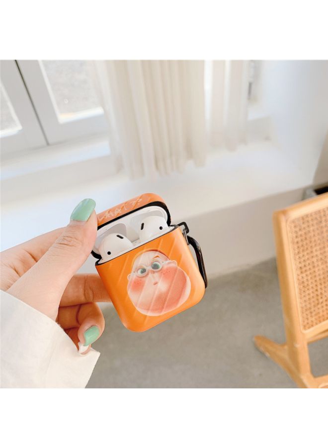 What Printed Protective Case With Carabiner For Apple AirPods 1/2 Orange/Beige/Black