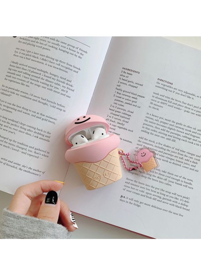 بيوينتي حافظة بتصميم على شكل آيس كريم لعلبة سماعات أبل آيربودز 1/ 2 وردي/بيج/أسود - Image 2