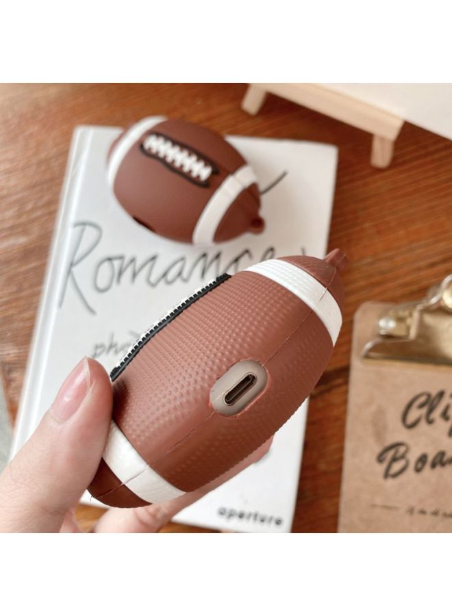 بيوينتي حافظة بتصميم على شكل كرة الركبي لعلبة سماعات أبل آيربودز 1/ 2 بني/أبيض/أسود - Image 3