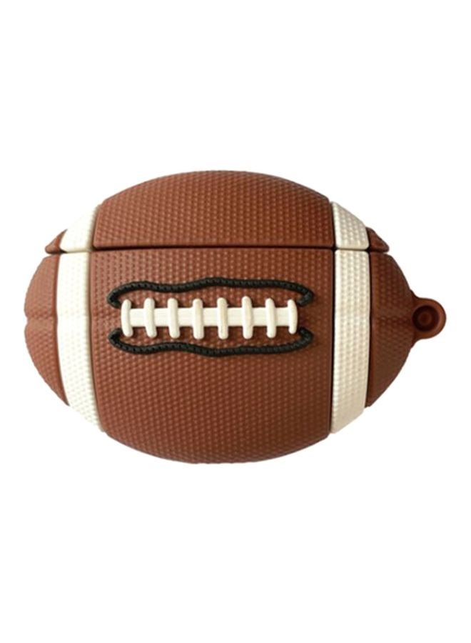 بيوينتي حافظة بتصميم على شكل كرة الركبي لعلبة سماعات أبل آيربودز 1/ 2 بني/أبيض/أسود - Image 1