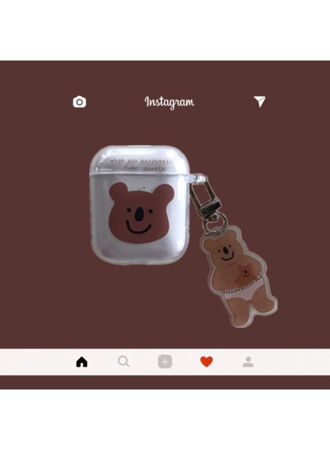 Beauenty Bear Printed Case Cover With Keychain For Apple AirPods 1/2 Clear/Brown/Black - Image 2