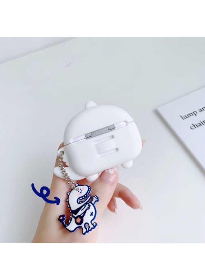 بيوينتي علبة حماية على شكل ديناصور ومزودة بسلسلة مفاتيح لسماعات أبل آيربودز 1/ 2 أبيض/أزرق/وردي - Image 2