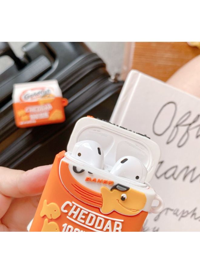 Beauenty - Goldfish Baked Cheddar Shaped Case Cover For Apple AirPods 1/2 Orange/White/Yellow - Image 1