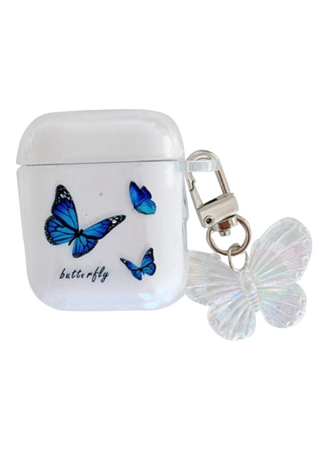 Beauenty Butterfly Printed Case Cover With Keychain For Apple AirPods 1/2 Clear/Blue/Black - Image 1