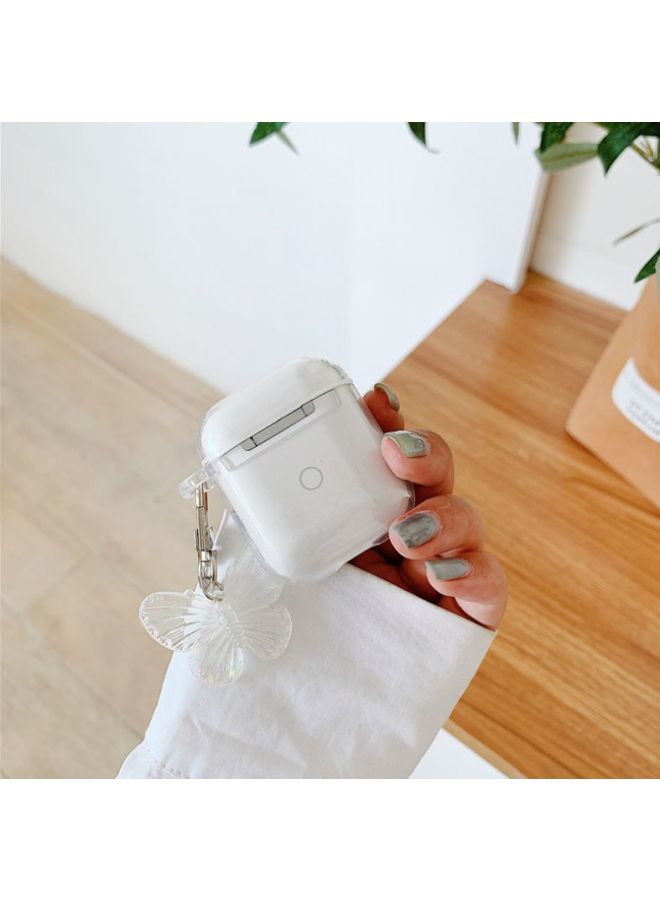 Beauenty Butterfly Printed Case Cover With Keychain For Apple AirPods 1/2 Clear/Blue/Black - Image 4