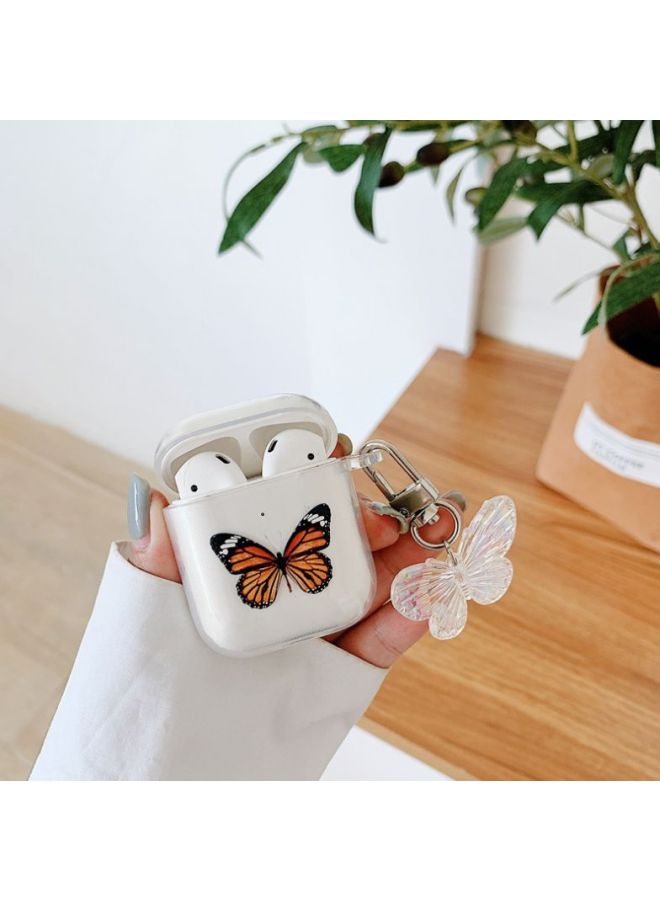 Beauenty Butterfly Printed Case For Apple AirPods 1/2 Clear/Orange/White - Image 2