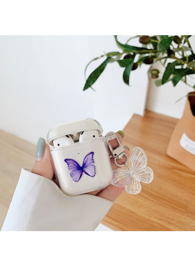 Beauenty Butterfly Printed Case For Apple AirPods 1/2 Clear/Purple/White - Image 2