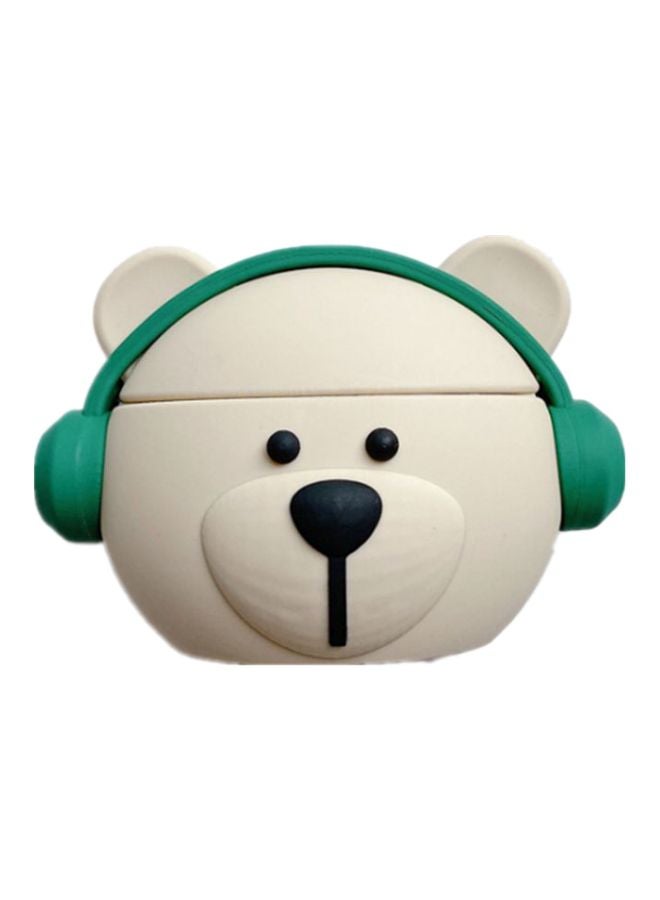 بيوينتي حافظة حماية واقية بتصميم على شكل دب لسماعات أبل آيربودز برو/1/2 أبيض/ أخضر/ أسود - Image 1