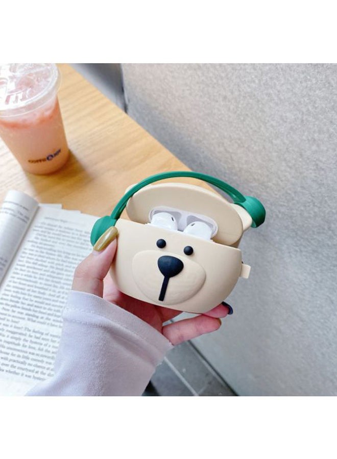 بيوينتي حافظة حماية واقية بتصميم على شكل دب لسماعات أبل آيربودز برو/1/2 أبيض/ أخضر/ أسود - Image 2