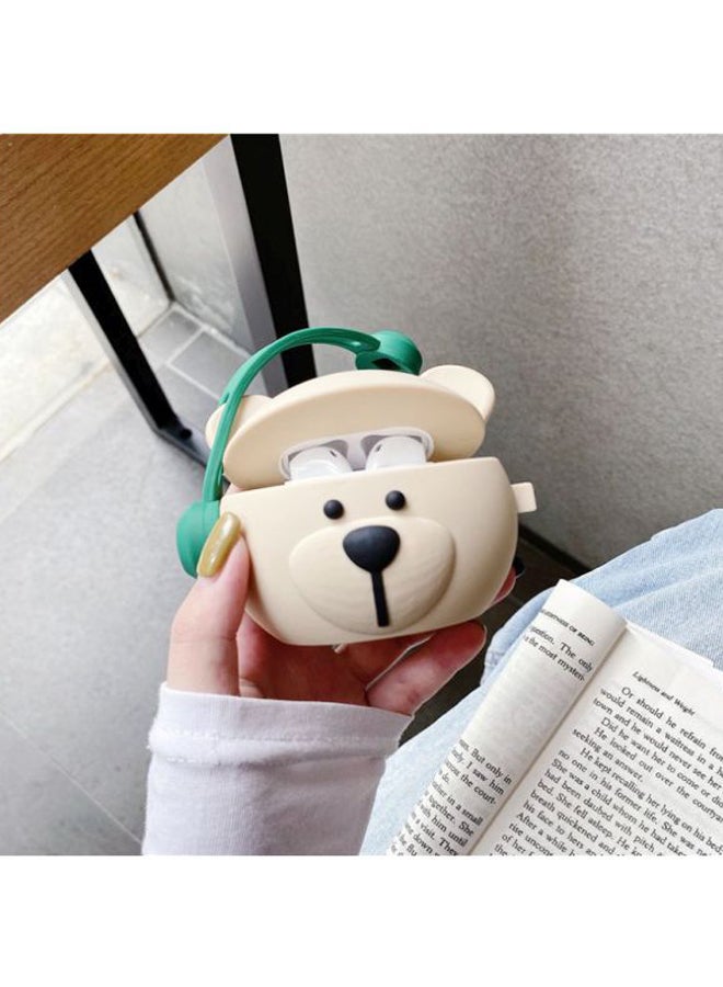 بيوينتي حافظة حماية واقية بتصميم على شكل دب لسماعات أبل آيربودز برو/1/2 أبيض/ أخضر/ أسود - Image 3