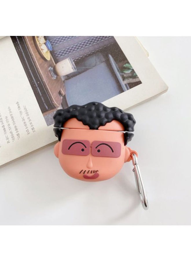 بيوينتي حافظة حماية سماعات آير بودز 1/2 من آبل مزودة بحلقة قفل وتصميم الرسومات الكرتونية بني/أسود/أرجواني - Image 3