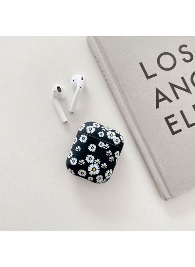 بيوينتي علبة حماية واقية مطبوعة بنقشة زهور لسماعات آيربودز 1/2 من أبل أسود/ أبيض/ أصفر - Image 2