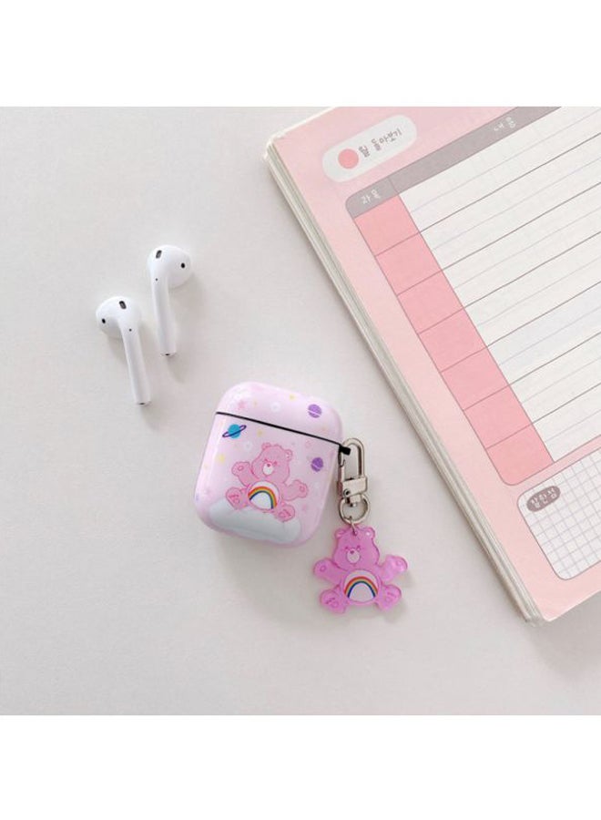 Beauenty - Bear Printed Case Cover With Carabiner For Apple AirPods 1/2 Pink/White/Blue - Image 1