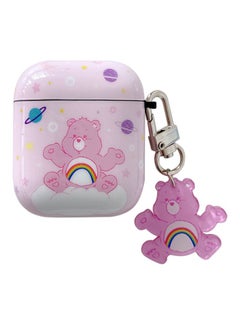 Bear Printed Case Cover With Carabiner For Apple AirPods 1/2 Pink/White/Blue